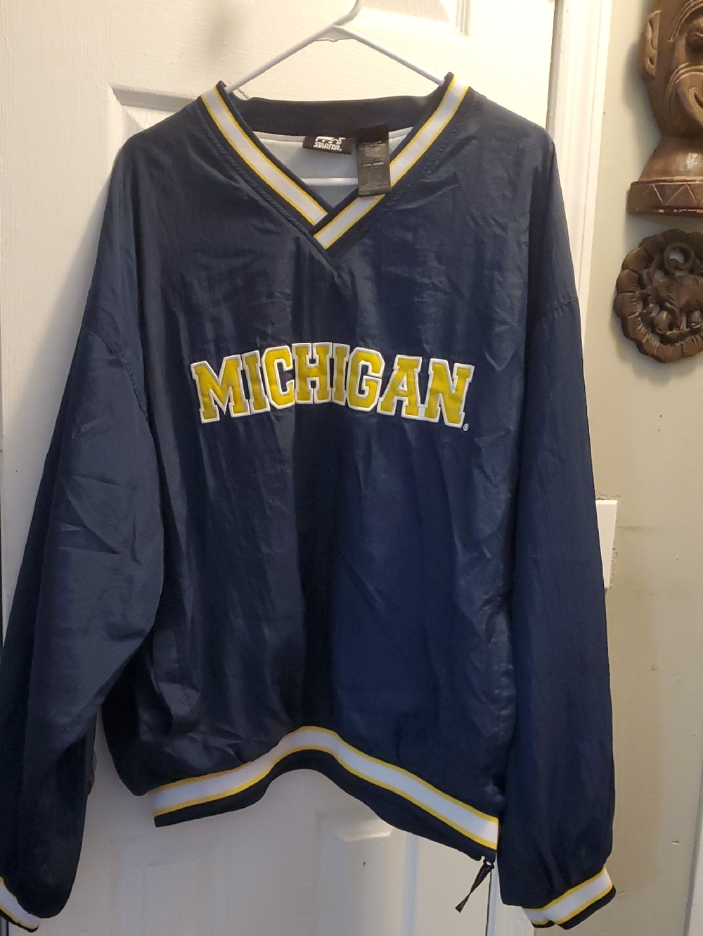 Michigan Navy Pullover Windbreaker with Yellow Trim